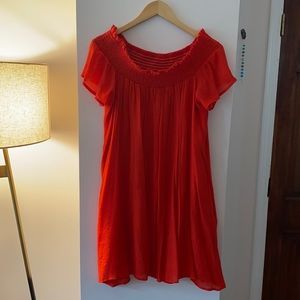 COPY - Anthropologie Off the Shoulder Red Dress